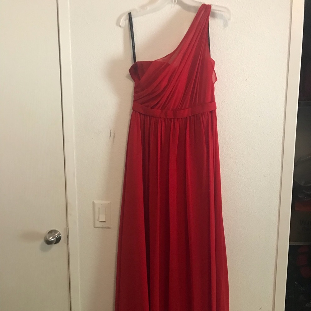 Red, One Shoulder, Long Dress